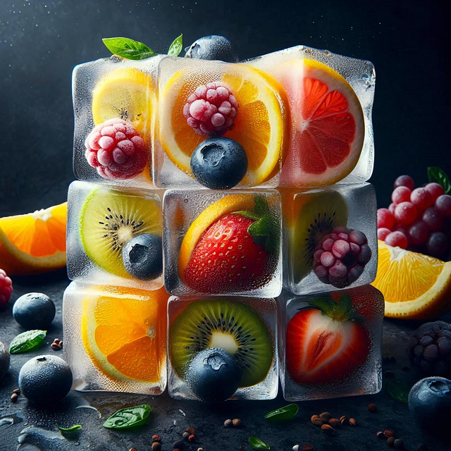 Download free HD stock image of Ai Generated Ice Cubes Free ai generated ice cubes fruits illustration