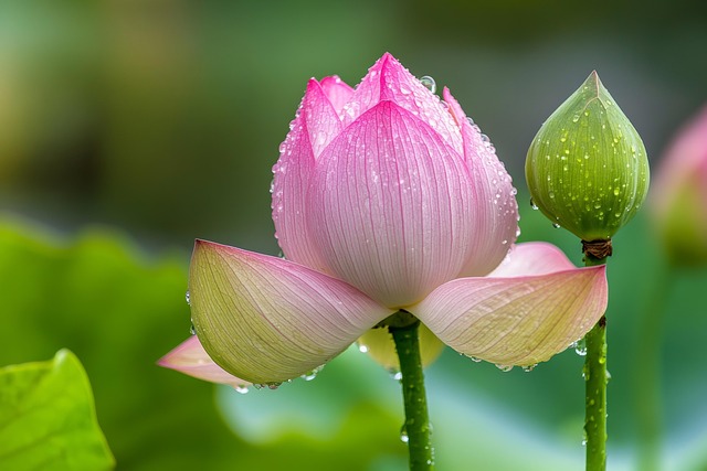 Lotus, Blume, Pflanze, Tau, Nass