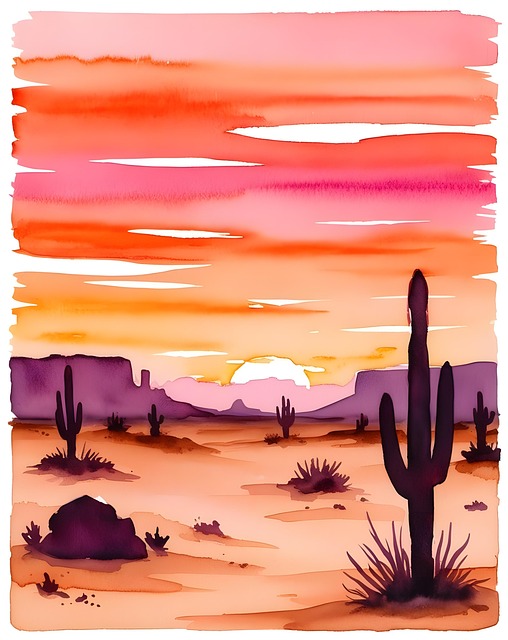 Free ai generated desert sunset illustration