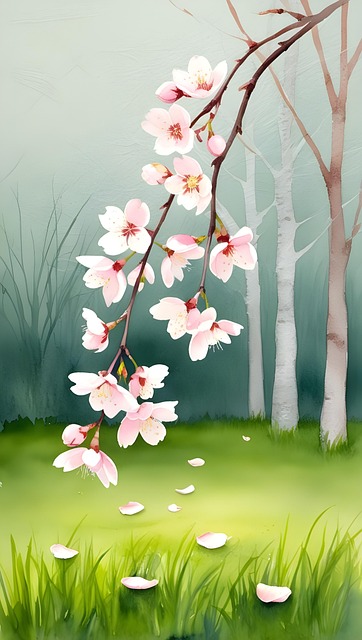 Free ai generated cherry blossoms nature illustration