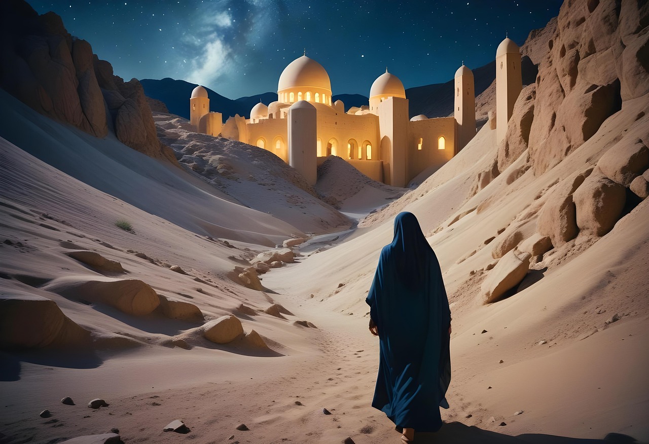 Download free HD stock image of Ai Generated Woman Free ai generated woman mosque illustration