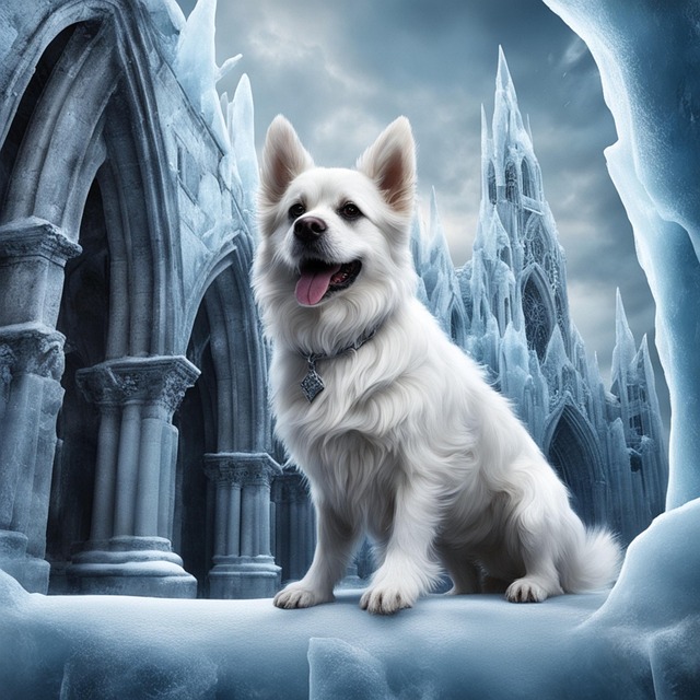 Free ai generated white shepherd castle illustration