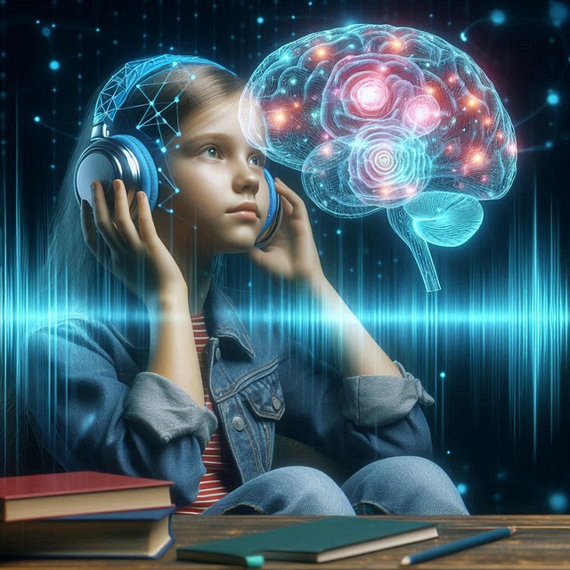 Free ai generated girl brainwaves illustration
