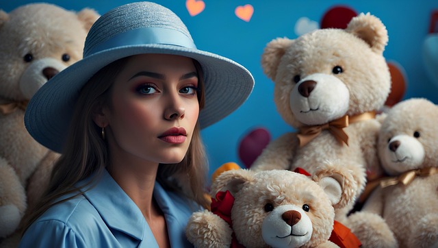 Free ai generated woman teddy bears illustration