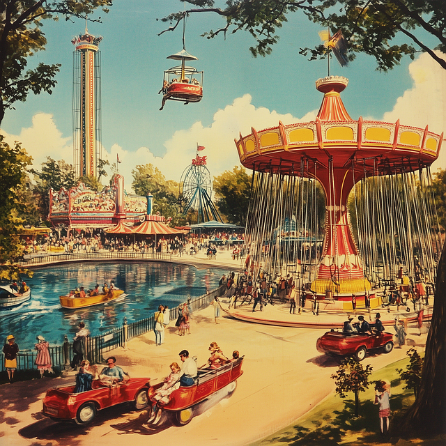 Free ai generated vintage amusement park illustration