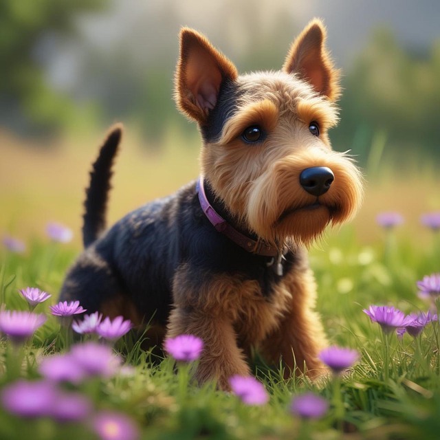 Free ai generated welsh terrier flowers illustration