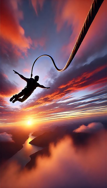 Free ai generated bungee jumping sunset illustration
