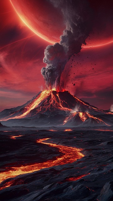 Free ai generated volcano planet illustration