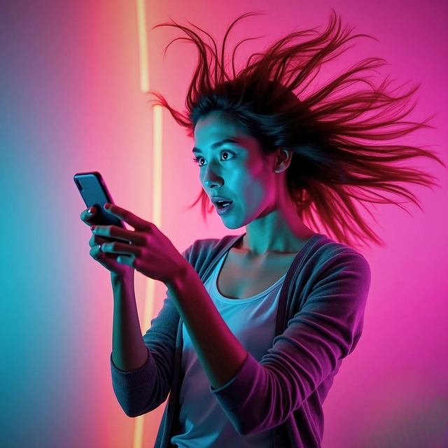 Free ai generated woman neon glow illustration