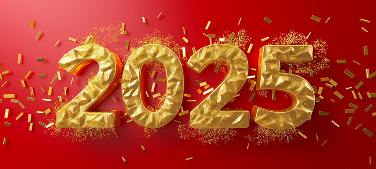 Neujahr, Hintergrund, 2025, Kalender