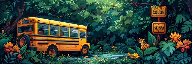 Free ai generated jungle bus illustration