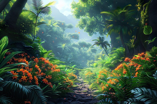 Free ai generated rainforest tropical illustration
