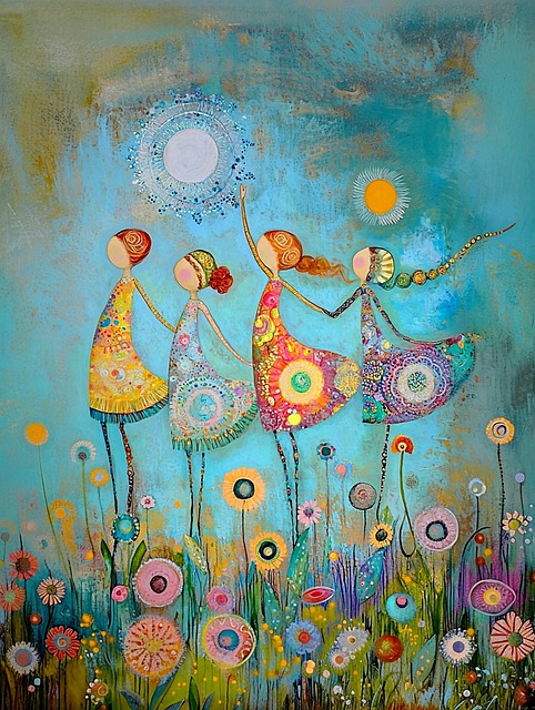 Free ai generated whimsical dance stylized figures illustration