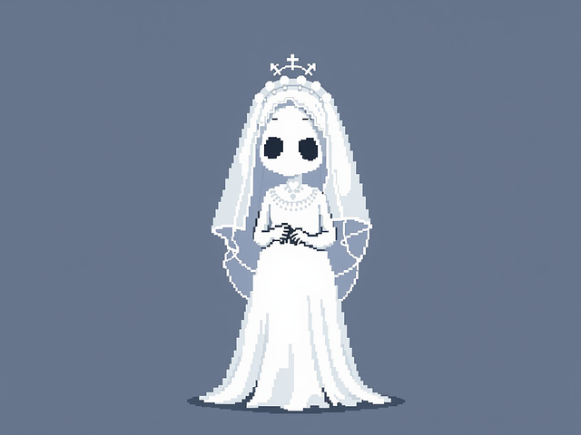 Ai Generado, Novia, Arte De Pixel, Velo