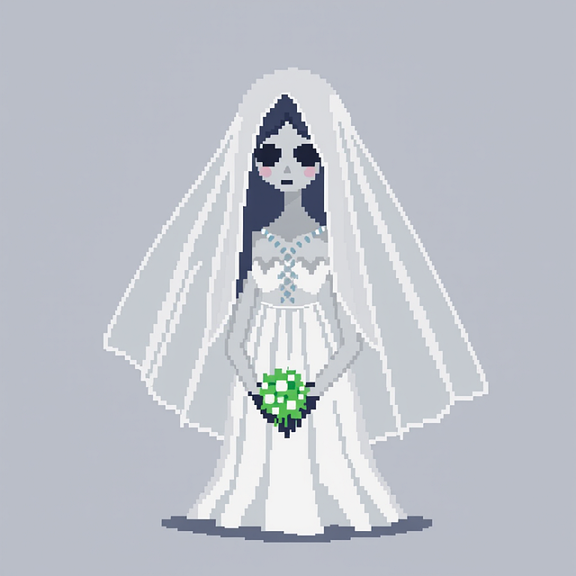 Ai Generado, Novia, Arte De Pixel, Velo