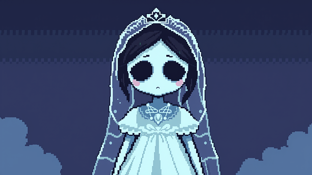 Ai Generado, Novia, Arte De Pixel, Velo
