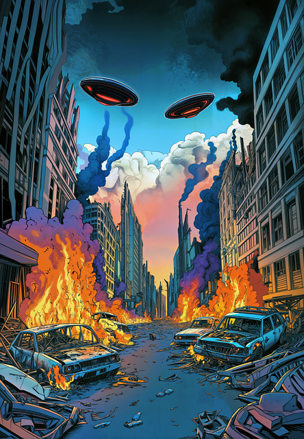 Free ai generated ufo invasion illustration