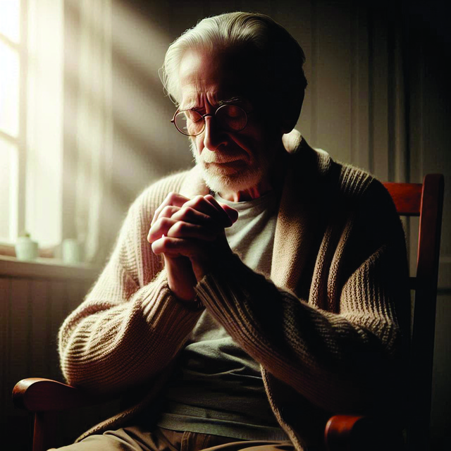 Free ai generated old man writing illustration