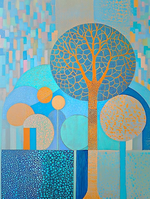Download Abstract Landscape, Stylized Trees, Circular Canopies. Royalty ...