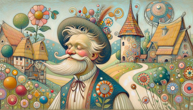 Free ai generated whimsical scene elderly man illustration