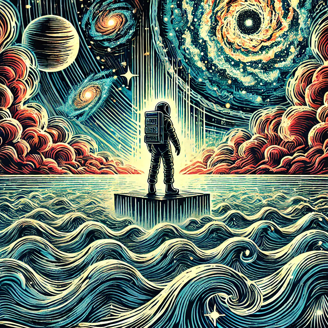 Free ai generated astronaut cosmic ocean illustration