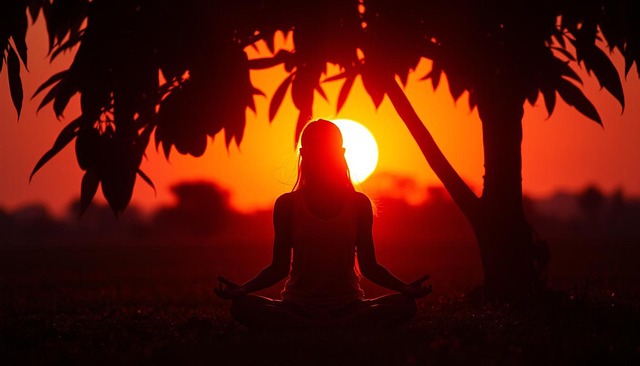 Free Meditation Sunset illustration and picture