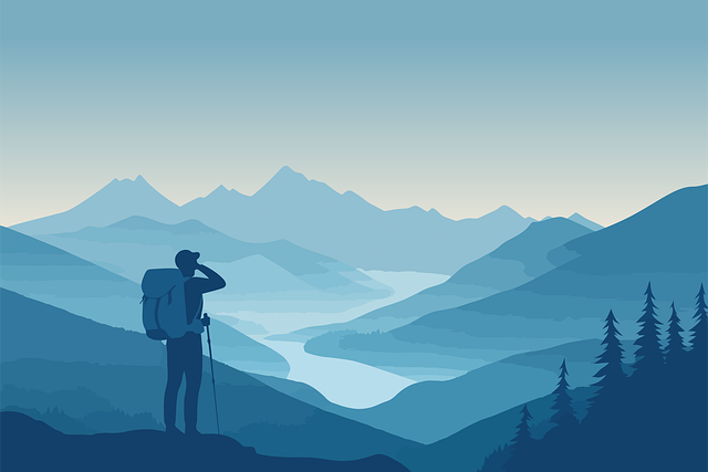 Free ai generated hiker mountain illustration