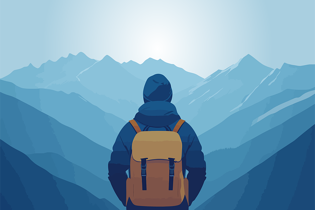 Free ai generated hiker mountain illustration