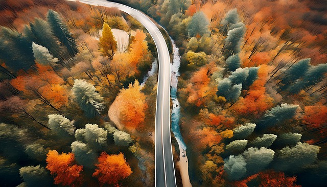 Free ai generated road autumn illustration