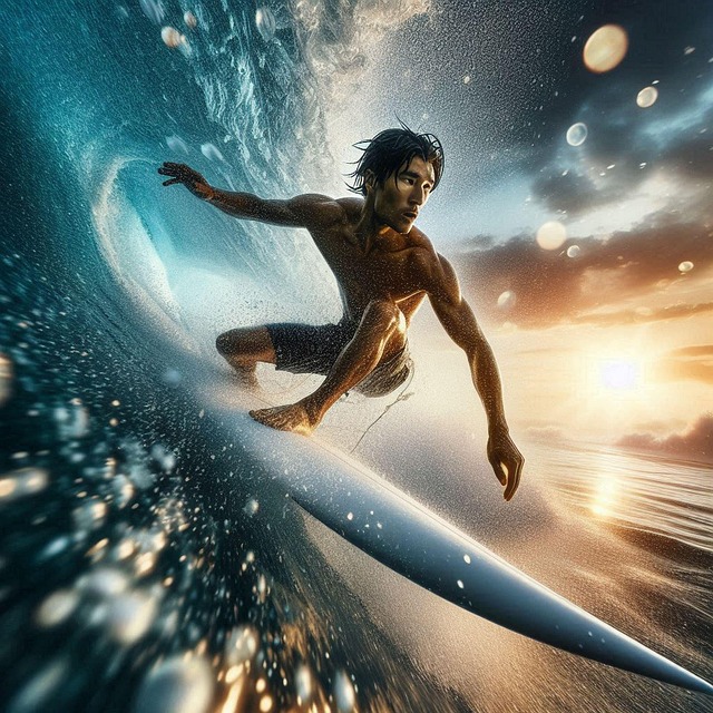 Download free HD stock image of Ai Generated Surfing Free ai generated surfing surfer illustration