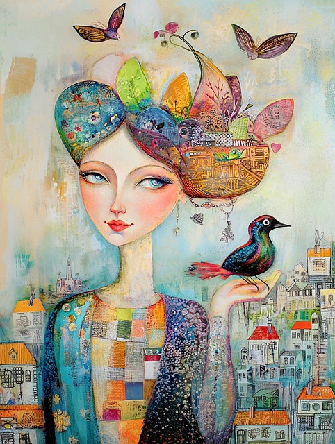 Free ai generated whimsical portrait elegant woman illustration