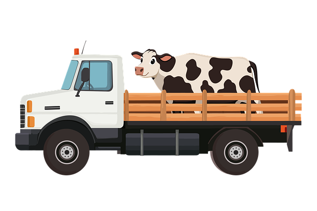 Free ai generated farm truck cow illustration