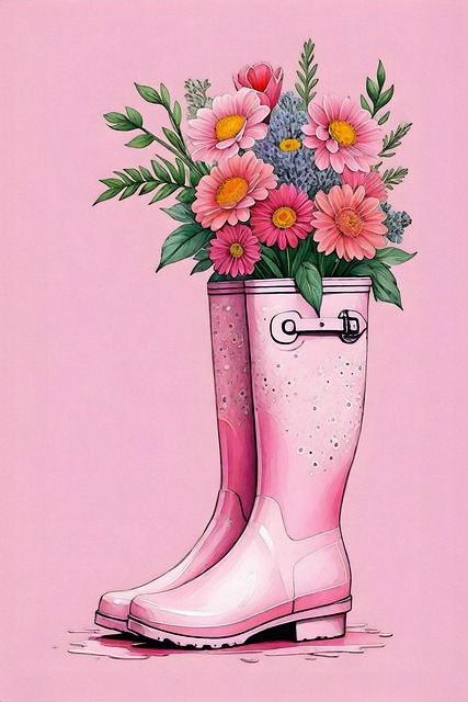 Free ai generated pink rain boots illustration