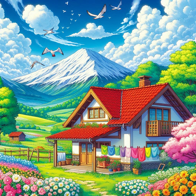Free ai generated house rural illustration