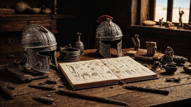 Free ai generated ancient roman artifacts historical display illustration