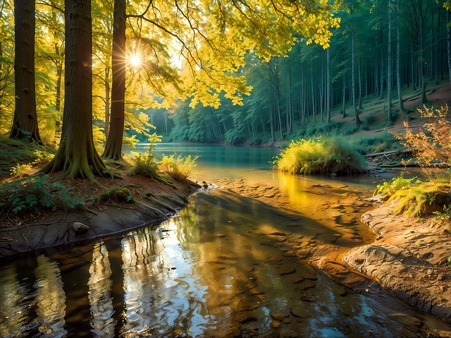Bosque, Estanque, Lago Del Bosque, Otoño