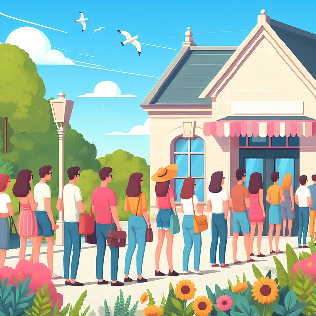 Free ai generated queue crowd illustration