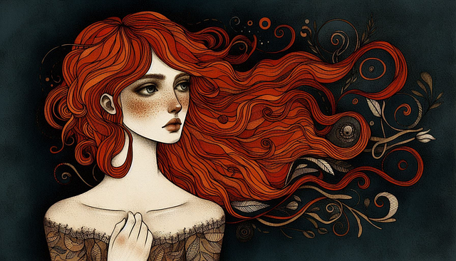 Free ai generated woman redhead illustration