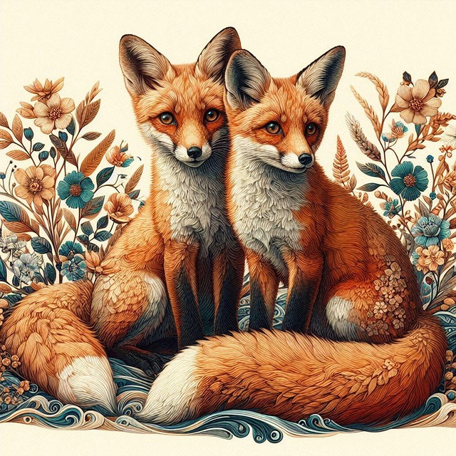 Free ai generated foxes animals illustration