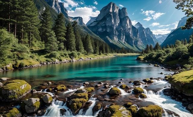 Download free HD stock image of Ai Generated River Free ai generated river stream illustration