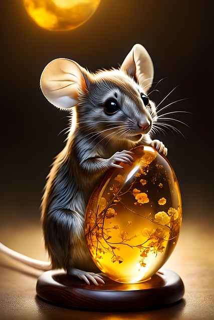 Free ai generated mouse amber illustration