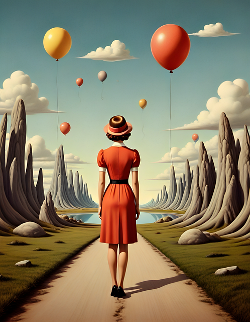 Free ai generated woman balloons illustration