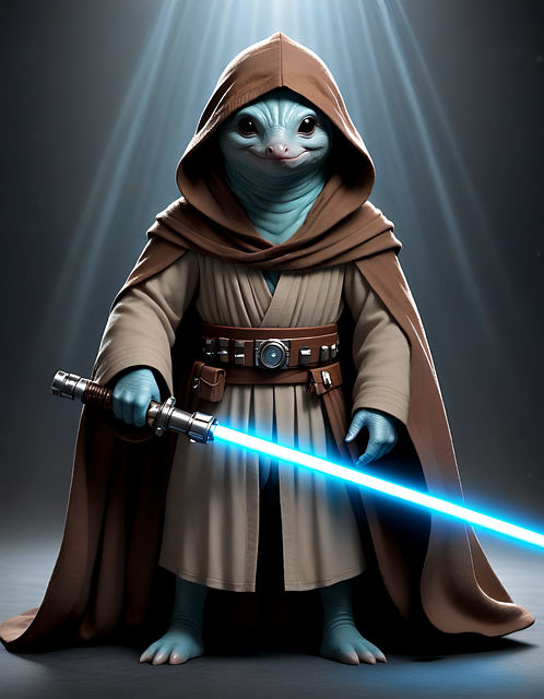Free ai generated lizard jedi illustration