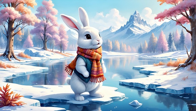 Free ai generated rabbit winter illustration