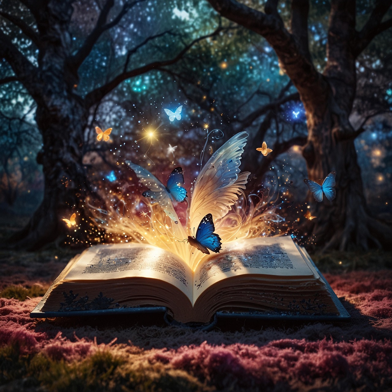 Download free HD stock image of Ai Generated Book Free ai generated book butterflies illustration