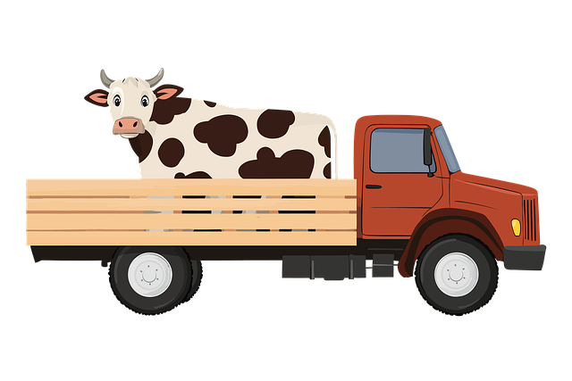 Free truck cow carrying illustration