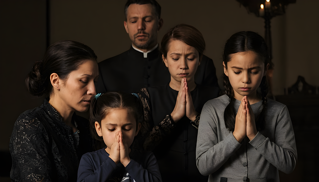 Free ai generated family prayer illustration