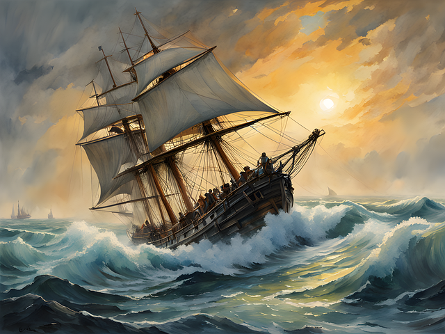 Free ai generated ship waves illustration