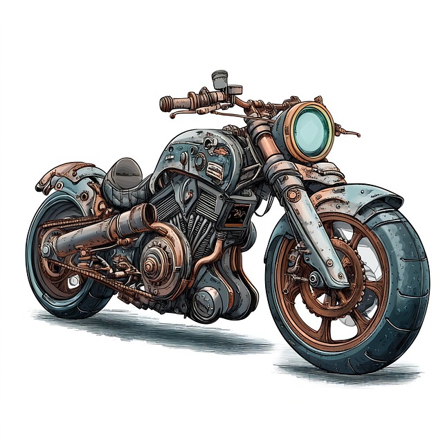 Free ai generated motorcycle steampunk illustration