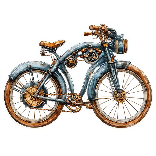 Free ai generated motorcycle steampunk illustration